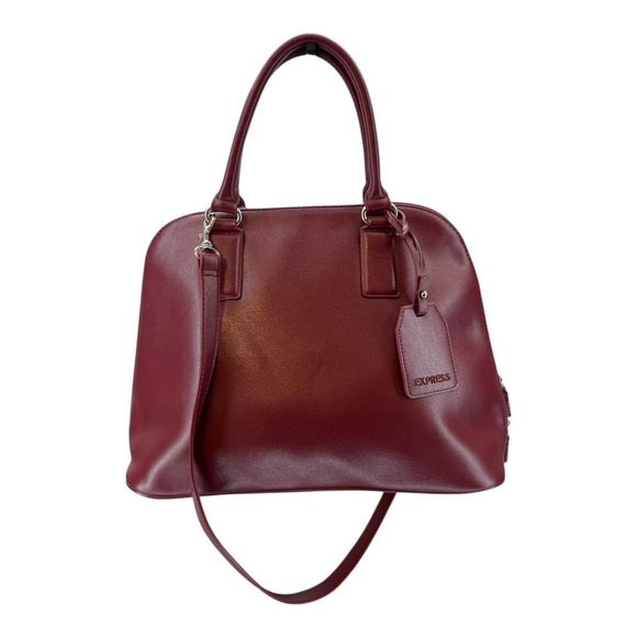 Express Satchel Bag‎ Dome Handbag Maroon Shoulder Bag with Strap - Picture 1 of 7